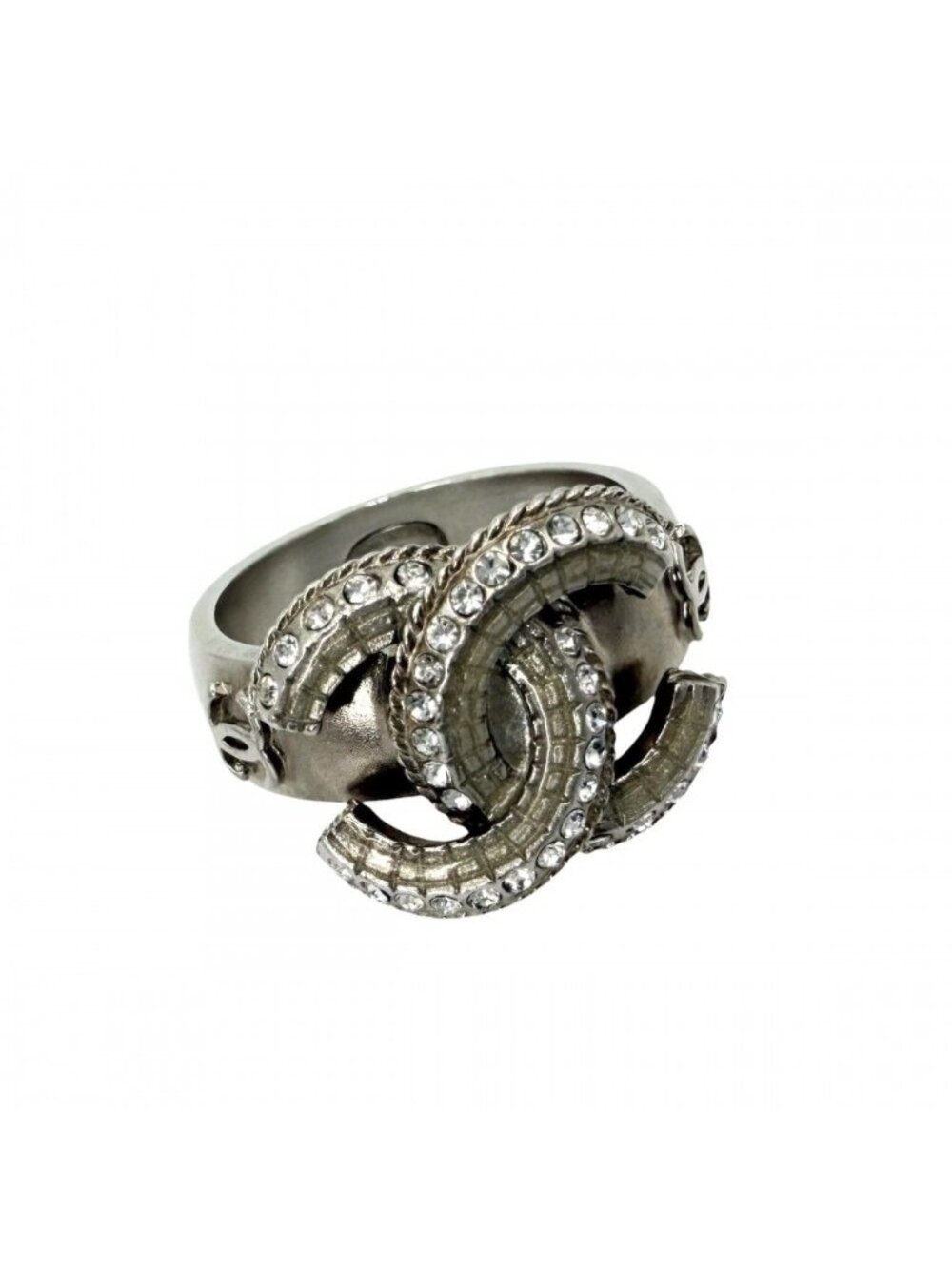 Chanel Ring CC Logo Rhinestone 14k